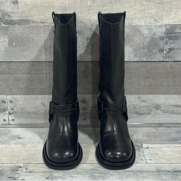 free people Anok Harness Moto Boots in Black Distressed Leather - Sz - 7 - Picture 3 of 13